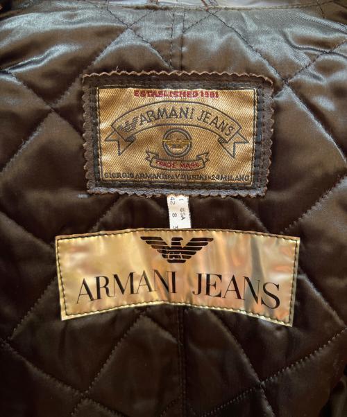 ARMANI JEANS（アルマーニジーンズ）ARMANI JEANS (アルマーニジーンズ) レザージャケット ブラウン サイズ:42の古着・服飾アイテム