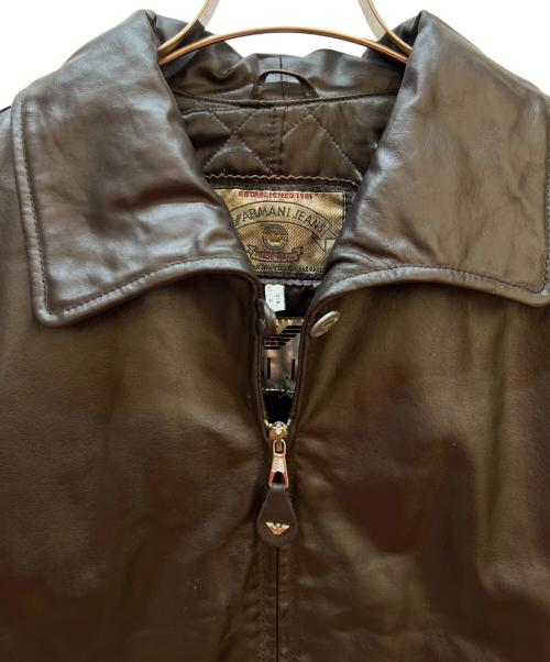 ARMANI JEANS（アルマーニジーンズ）ARMANI JEANS (アルマーニジーンズ) レザージャケット ブラウン サイズ:42の古着・服飾アイテム