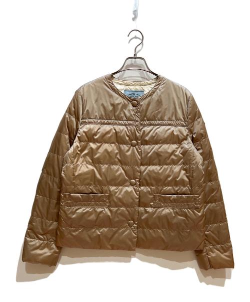 PRADA（プラダ）PRADA (プラダ) ノーカラーダウンジャケット ベージュ サイズ:44の古着・服飾アイテム