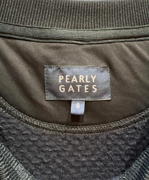 PEARLY GATES（パーリーゲイツ）PEARLY GATES (パーリーゲイツ) ドビーフリース クルーネックプルオーバー ブラック サイズ:Mの古着・服飾アイテム