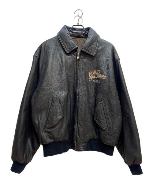 PLANET HOLLYWOOD（プラネットハリウッド）PLANET HOLLYWOOD (プラネットハリウッド) レザージャケット ブラック サイズ:Lの古着・服飾アイテム