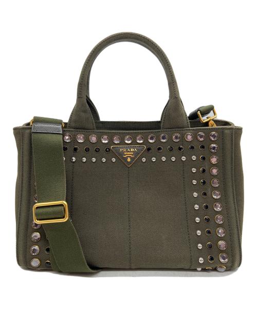 PRADA（プラダ）PRADA (プラダ) 2WAYショルダーバッグ カーキの古着・服飾アイテム