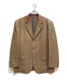 COMME des GARCONS HOMME PLUS（コムデギャルソンオムプリュス）の古着「襟レザー3Bクルミ釦ジャケット」｜ブラウン