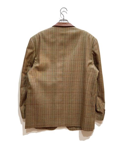 COMME des GARCONS HOMME PLUS（コムデギャルソンオムプリュス）COMME des GARCONS HOMME PLUS (コムデギャルソンオムプリュス) 襟レザー3Bクルミ釦ジャケット ブラウン サイズ:Mの古着・服飾アイテム