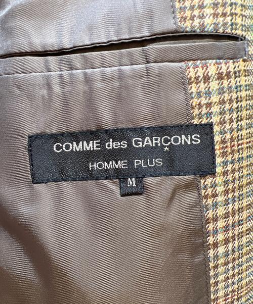COMME des GARCONS HOMME PLUS（コムデギャルソンオムプリュス）COMME des GARCONS HOMME PLUS (コムデギャルソンオムプリュス) 襟レザー3Bクルミ釦ジャケット ブラウン サイズ:Mの古着・服飾アイテム