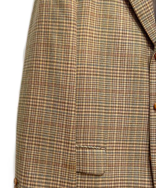 COMME des GARCONS HOMME PLUS（コムデギャルソンオムプリュス）COMME des GARCONS HOMME PLUS (コムデギャルソンオムプリュス) 襟レザー3Bクルミ釦ジャケット ブラウン サイズ:Mの古着・服飾アイテム