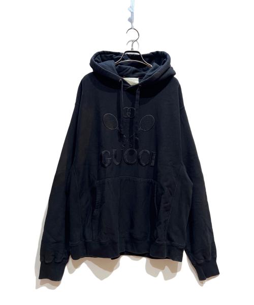 GUCCI（グッチ）GUCCI (グッチ) テニスロゴパーカー ブラック サイズ:XLの古着・服飾アイテム