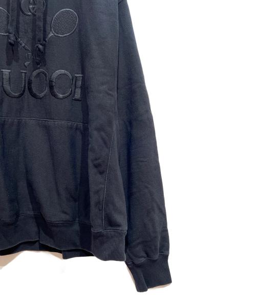 GUCCI（グッチ）GUCCI (グッチ) テニスロゴパーカー ブラック サイズ:XLの古着・服飾アイテム