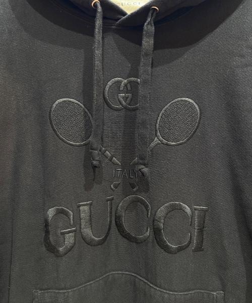 GUCCI（グッチ）GUCCI (グッチ) テニスロゴパーカー ブラック サイズ:XLの古着・服飾アイテム