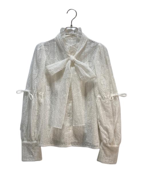 Lily Brown（リリーブラウン）Lily Brown (リリーブラウン) 刺繍ボウタイブラウス ホワイト サイズ:ONE SIZEの古着・服飾アイテム