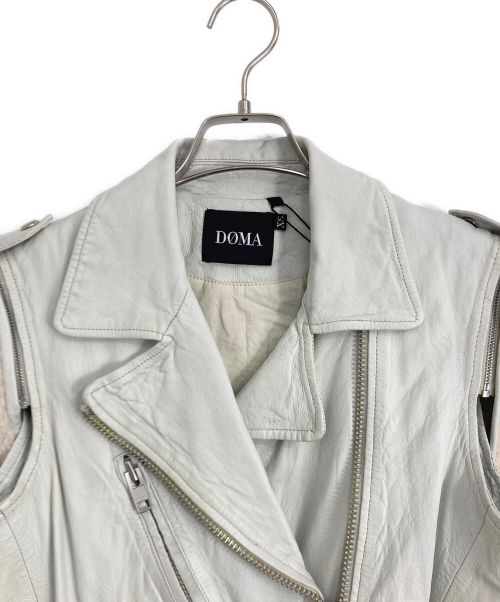 DOMA（ドマ）DOMA (ドマ) DOMA(ドマ) レザー切替ジャケット アイボリー×ライトグレー サイズ:XSの古着・服飾アイテム