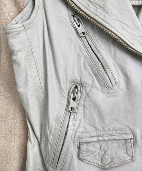 DOMA（ドマ）DOMA (ドマ) DOMA(ドマ) レザー切替ジャケット アイボリー×ライトグレー サイズ:XSの古着・服飾アイテム