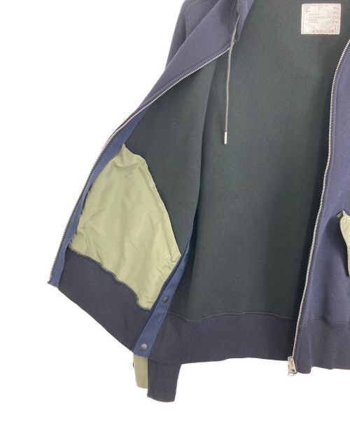 sacai（サカイ）sacai (サカイ) Nylon Twill Mix Sponge Sweat Blouson ネイビー×オリーブ サイズ:Lの古着・服飾アイテム