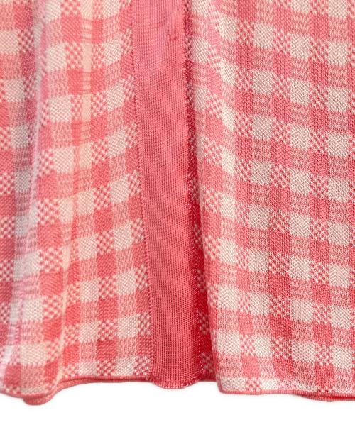 MSGM（エムエスジーエム）MSGM (エムエスジーエム) MSGM ギンガムチェック ニットスカート ピンク×ホワイト サイズ:XXSの古着・服飾アイテム
