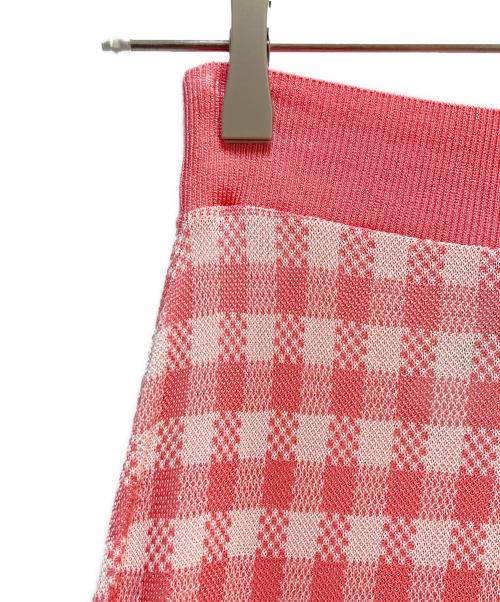 MSGM（エムエスジーエム）MSGM (エムエスジーエム) MSGM ギンガムチェック ニットスカート ピンク×ホワイト サイズ:XXSの古着・服飾アイテム