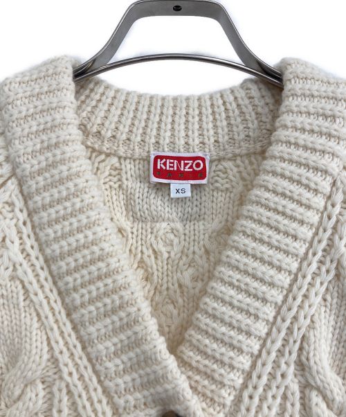 KENZO（ケンゾー）KENZO (ケンゾー) KENZO（ケンゾー）ケーブルニットカーディガン アイボリー サイズ:XSの古着・服飾アイテム