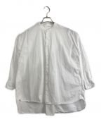 M mediumエム ミディアム）の古着「M medium（エム ミディアム）バンドカラーシャツ」｜ホワイト