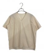 M mediumエム ミディアム）の古着「VネックTシャツ」｜ベージュ