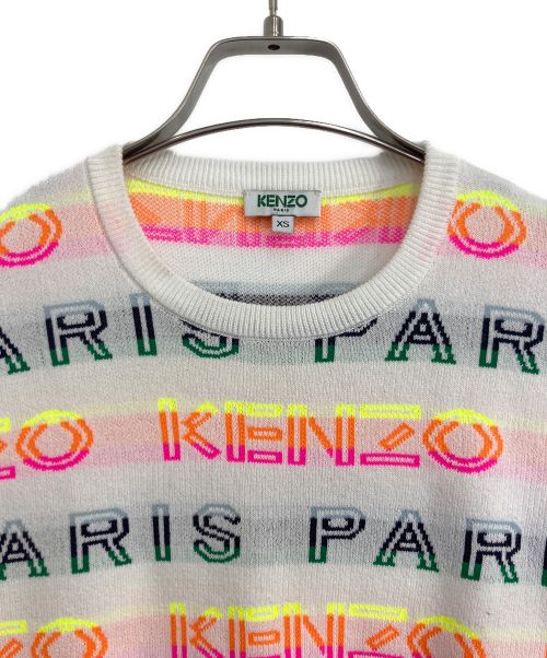 KENZO（ケンゾー）KENZO (ケンゾー) KENZO/ケンゾー マルチロゴニット ホワイト×マルチカラー サイズ:XSの古着・服飾アイテム
