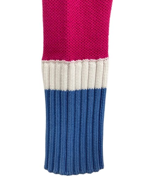 KENZO（ケンゾー）KENZO (ケンゾー) KENZO/ケンゾー タイガー クレスト コットン ニット ブルー×ショッキングピンク サイズ:XSの古着・服飾アイテム