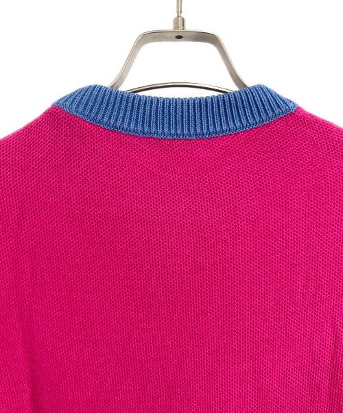 KENZO（ケンゾー）KENZO (ケンゾー) KENZO/ケンゾー タイガー クレスト コットン ニット ブルー×ショッキングピンク サイズ:XSの古着・服飾アイテム