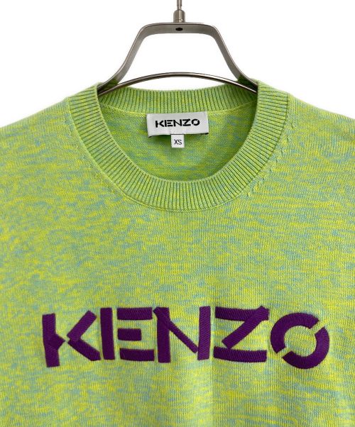 KENZO（ケンゾー）KENZO (ケンゾー) KENZO/ケンゾー ロゴニット グリーン×パープル サイズ:XSの古着・服飾アイテム