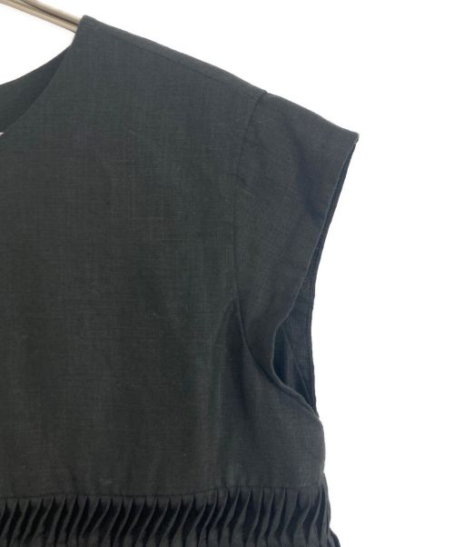 SCYE（サイ）SCYE (サイ) SCYE ベルギーリネンスリーブレスタックシャツ ブラック サイズ:36の古着・服飾アイテム