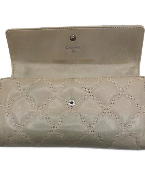 CHANEL（シャネル）CHANEL (シャネル) ココマーク ウルトラステッチ ファスナー 長財布 ベージュの古着・服飾アイテム