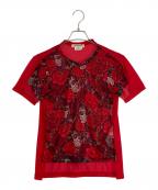 COMME des GARCONSコムデギャルソン）の古着「COMME des GARCONS 総柄メッシュTシャツ」｜レッド