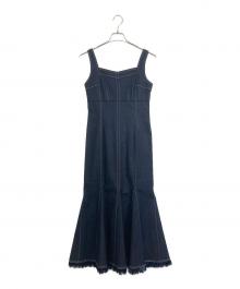 And Couture（アンドクチュール）の古着「裾フリンジバックレースアップデニムワンピース」｜インディゴ