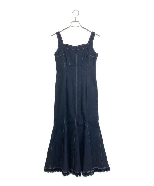 And Couture（アンドクチュール）And Couture (アンドクチュール) 裾フリンジバックレースアップデニムワンピース インディゴ サイズ:38の古着・服飾アイテム