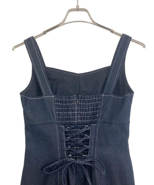 And Couture（アンドクチュール）And Couture (アンドクチュール) 裾フリンジバックレースアップデニムワンピース インディゴ サイズ:38の古着・服飾アイテム