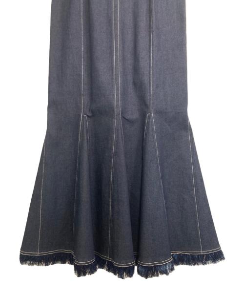 And Couture（アンドクチュール）And Couture (アンドクチュール) 裾フリンジバックレースアップデニムワンピース インディゴ サイズ:38の古着・服飾アイテム