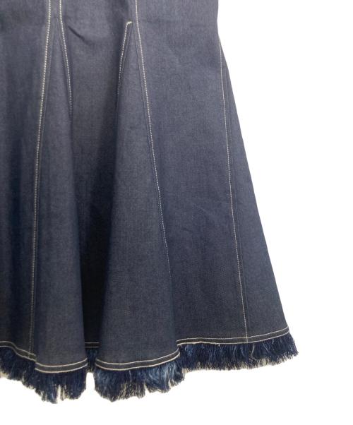 And Couture（アンドクチュール）And Couture (アンドクチュール) 裾フリンジバックレースアップデニムワンピース インディゴ サイズ:38の古着・服飾アイテム