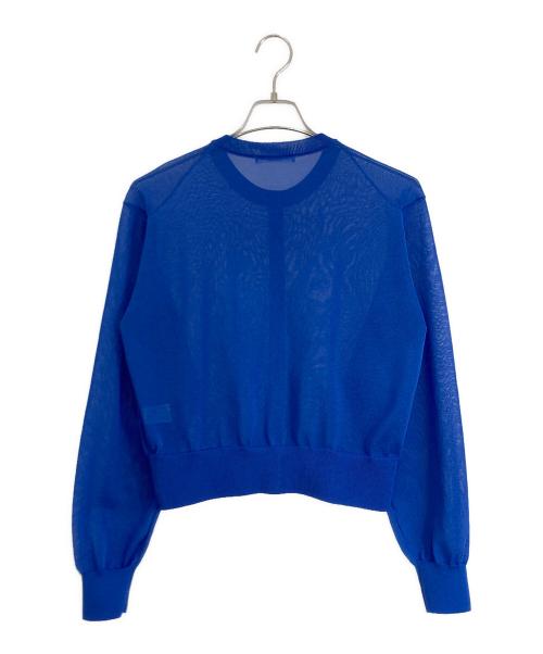 BEAUTY&YOUTH（ビューティーアンドユース）BEAUTY&YOUTH (ビューティーアンドユース) シアー クルーネック カーディガン ―ウォッシャブル― ブルー サイズ:FREEの古着・服飾アイテム