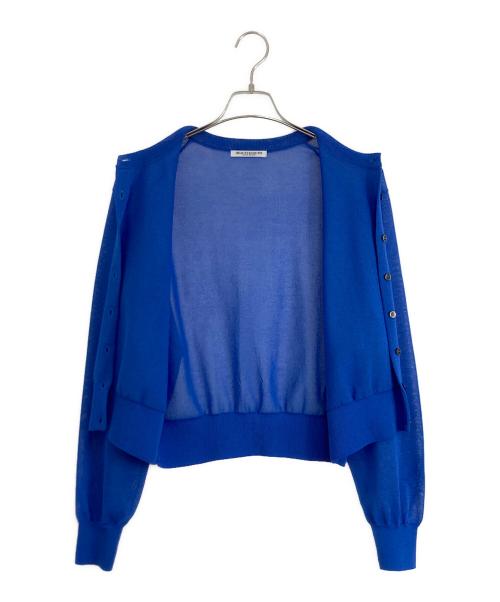 BEAUTY&YOUTH（ビューティーアンドユース）BEAUTY&YOUTH (ビューティーアンドユース) シアー クルーネック カーディガン ―ウォッシャブル― ブルー サイズ:FREEの古着・服飾アイテム