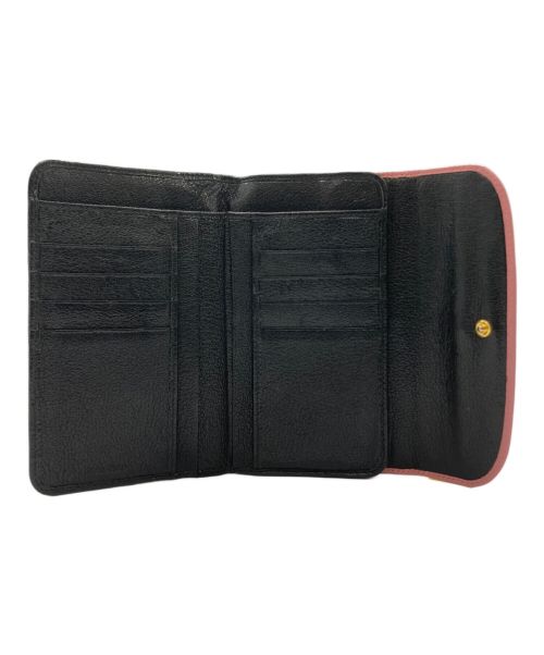 MIU MIU（ミュウミュウ）MIU MIU (ミュウミュウ) miumiu  バイカラーがま口財布 ブラック×ピンクの古着・服飾アイテム