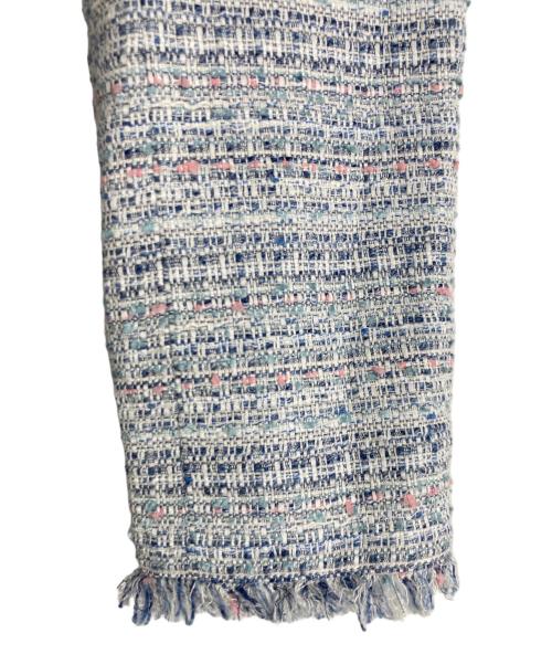 Rose Tiara（ローズティアラ）Rose Tiara (ローズティアラ) Rose Tiara ツイードノーカラージャケット スカイブルー サイズ:42 未使用品の古着・服飾アイテム