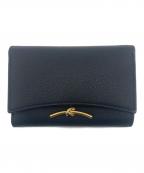 CHARLES & KEITHチャールズアンドキース）の古着「Huxley ハクスリー メタリック アクセント フロントフラップ ウォレット 」｜ブラック