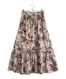 HER LIP TO（ハーリップトゥ）の古着「HER LIP TO 総柄ロングフレアスカート」｜アイボリー×レッド