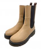 Carmens×TOMORROW LANDカルメンズ×トゥモローランド）の古着「CARMENS×TOMORROWLAND サイドゴアラバーブーツ」｜ベージュ×ブラウン