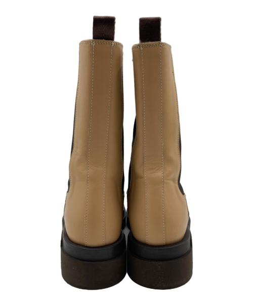 Carmens（カルメンズ）Carmens (カルメンズ) TOMORROW LAND (トゥモローランド) CARMENS×TOMORROWLAND サイドゴアラバーブーツ ベージュ×ブラウン サイズ:37の古着・服飾アイテム