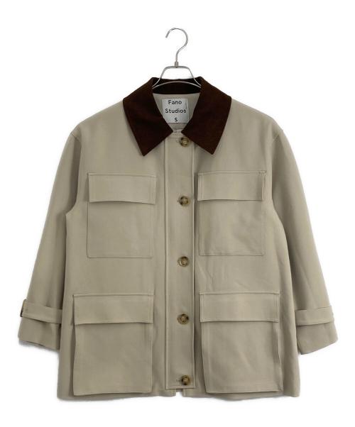 Fano Studios（ファノ ストゥディオズ）Fano Studios (ファノ ストゥディオズ) コーデュロイカラー ミドルトレンチコート ベージュ×ブラウン サイズ:Sの古着・服飾アイテム