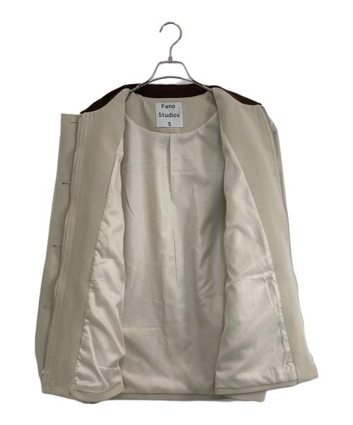 Fano Studios（ファノ ストゥディオズ）Fano Studios (ファノ ストゥディオズ) コーデュロイカラー ミドルトレンチコート ベージュ×ブラウン サイズ:Sの古着・服飾アイテム