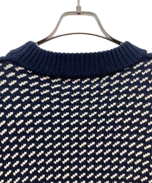 L.L.Bean（エルエルビーン）L.L.Bean (エルエルビーン) バーズアイニット クルーネック ホワイト×ブラック サイズ:Lの古着・服飾アイテム