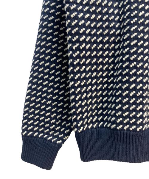 L.L.Bean（エルエルビーン）L.L.Bean (エルエルビーン) バーズアイニット クルーネック ホワイト×ブラック サイズ:Lの古着・服飾アイテム