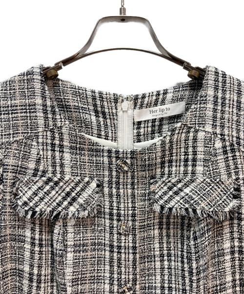 HER LIP TO（ハーリップトゥ）HER LIP TO (ハーリップトゥ) Classic Tweed Mini Dress ブラック サイズ:Mの古着・服飾アイテム