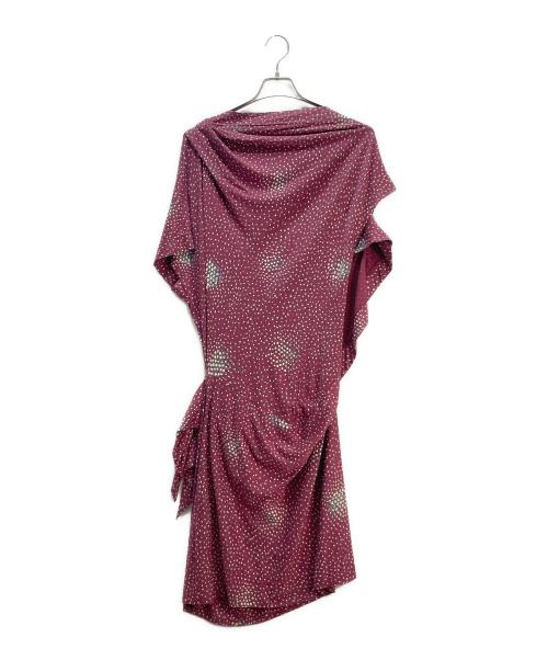 Vivienne Westwood RED LABEL（ヴィヴィアンウエストウッドレッドレーベル）Vivienne Westwood RED LABEL (ヴィヴィアンウエストウッドレッドレーベル) 変形ドレープ オーブドットワンピース レッド サイズ:2の古着・服飾アイテム