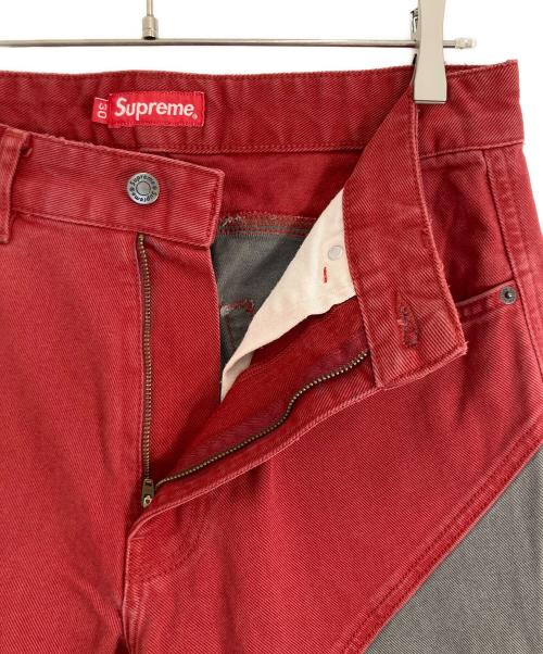 SUPREME（シュプリーム）SUPREME (シュプリーム) 2-Tone Paneled Jean グレー×レッド サイズ:30の古着・服飾アイテム