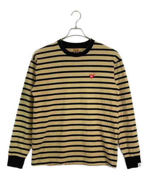 HUMAN MADE（ヒューマンメイド）HUMAN MADE (ヒューマンメイド) HUMAN MADE Striped T-shirt ブラック×ベージュ サイズ:Mの古着・服飾アイテム